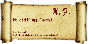 Miklósy Fanni névjegykártya